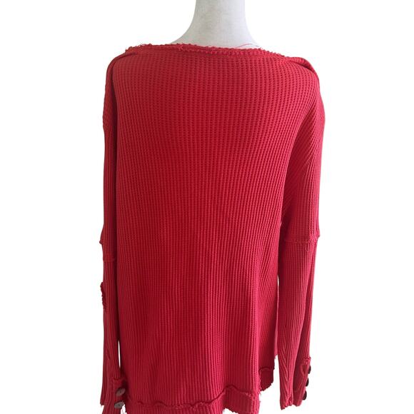Soft Surroundings Top Waffle Knit My Time Shirt SZXL Pink Long Sleeve Button - Picture 5 of 11